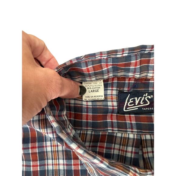 Vintage Levi's Short Sleeve Plaid Button Front I Large - Picture 5 of 7